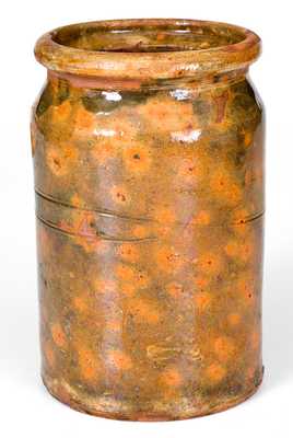 Very Rare BACHER & KERN / WINCHESTER, VA Redware Jar w/ Vibrant Glaze