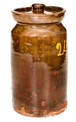 Rare Numbered Redware Apothecary Jar (24), att. Nathaniel Seymour, East Hartford, CT