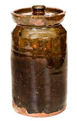 Rare Numbered Redware Apothecary Jar (24), att. Nathaniel Seymour, East Hartford, CT