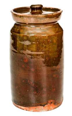 Rare Numbered Redware Apothecary Jar (24), att. Nathaniel Seymour, East Hartford, CT