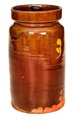 Rare Numbered Redware Apothecary Jar (31), att. Nathaniel Seymour, East Hartford, CT