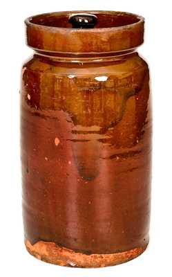 Rare Numbered Redware Apothecary Jar (31), att. Nathaniel Seymour, East Hartford, CT