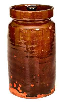Rare Numbered Redware Apothecary Jar (31), att. Nathaniel Seymour, East Hartford, CT