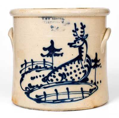 J. & E. NORTON / BENNINGTON, VT Stoneware Deer Crock