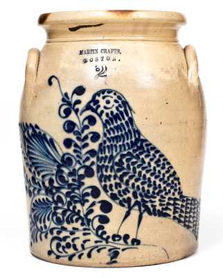 Rare and Exceptional MARTIN CRAFTS / BOSTON Stoneware Jar w/ Elaborate Slip-Trailed Bird Design