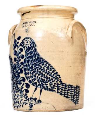 Rare and Exceptional MARTIN CRAFTS / BOSTON Stoneware Jar w/ Elaborate Slip-Trailed Bird Design