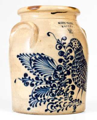 Rare and Exceptional MARTIN CRAFTS / BOSTON Stoneware Jar w/ Elaborate Slip-Trailed Bird Design