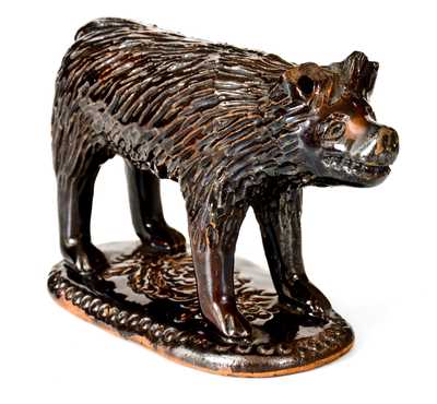 Outstanding Pennsylvania Redware Standing Bear Figure