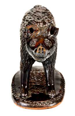 Outstanding Pennsylvania Redware Standing Bear Figure