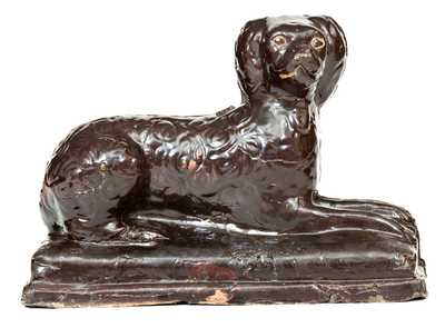 Stoneware Reclining Dog Figure, Jane Lew, WV Origin