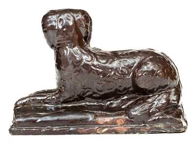 Stoneware Reclining Dog Figure, Jane Lew, WV Origin