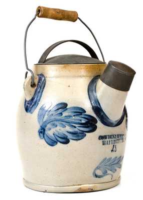 Fine 1 1/2 Gal. COWDEN & WILCOX / HARRISBURG, PA Stoneware Batter Pail w/ Leaf Decoration