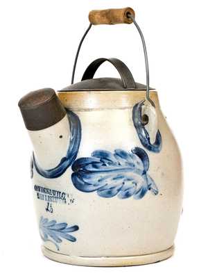 Fine 1 1/2 Gal. COWDEN & WILCOX / HARRISBURG, PA Stoneware Batter Pail w/ Leaf Decoration