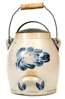 Fine 1 1/2 Gal. COWDEN & WILCOX / HARRISBURG, PA Stoneware Batter Pail w/ Leaf Decoration