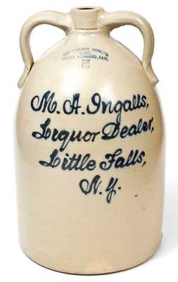 5 Gal. FORT EDWARD, N.Y. Stoneware Jug w/ Little Falls, NY Script Advertising