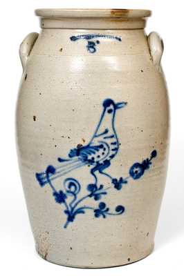 Fine 5 Gal. W. ROBERTS BINGHAMTON, NY Stoneware Bird Churn