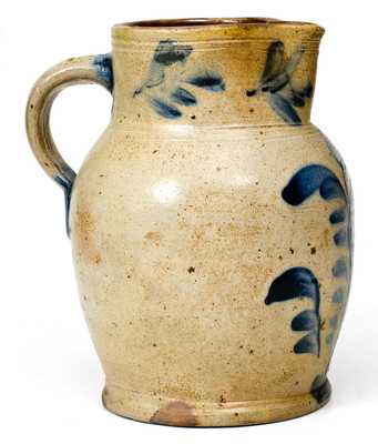 1/2 Gal. Remmey Family, Philadelphia Stoneware Pitcher w/ Floral Decoration