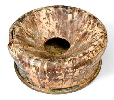 Rare BAECHER / WINCHESTER, VA Redware Spittoon with Swirl Glaze