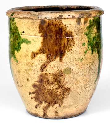 Fine 1 Gal. Strasburg, VA Multi-Glazed Redware Jar att. S. Bell & Sons / Strasburg, VA