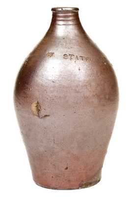 Rare 1/4 Gal. W. STATES, Stonington, CT Stoneware Jug