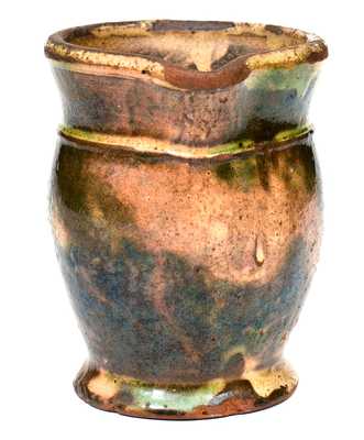 Squat Multi-Glazed Redware Pitcher, Strasburg, VA, circa 1890