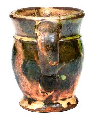 Squat Multi-Glazed Redware Pitcher, Strasburg, VA, circa 1890