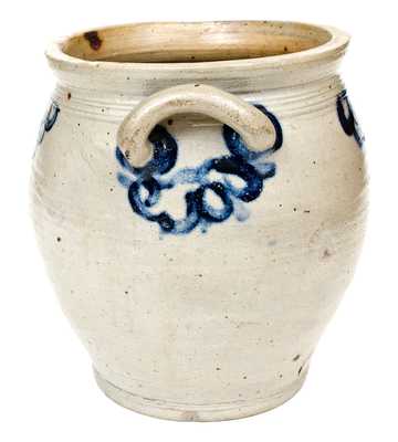 Fine att. Capt. James Morgan, Cheesequake, NJ Stoneware Jar w/ Fish Scale Design