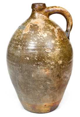Extremely Rare WM. PECKER Stoneware Jug, Merrimacport, MA, early 19th century