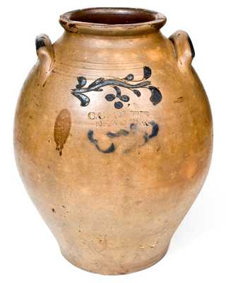 Fine 4 Gal. C. CROLIUS / NEW-YORK Stoneware Jar w/ Incised and Brushed Cobalt Decoration