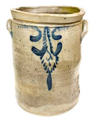 Fine 5 Gal. J. M. HICKERSON / STRASBURG, VA Stoneware Jar w/ Profuse Floral Decoration