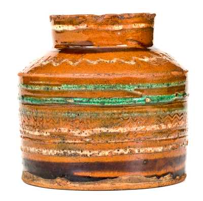 Rare and Important Jacob Wareham / Frankstown Township / Huntingdon County (PA) / 1811 Redware Jar