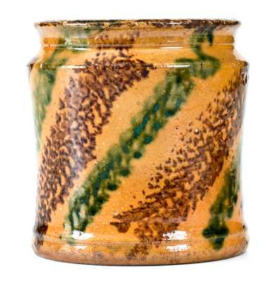 Outstanding J. BELL (John Bell, Waynesboro, PA) Redware Jar w/ Multi-Colored Slip Decoration
