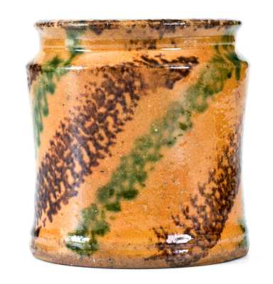 Outstanding J. BELL (John Bell, Waynesboro, PA) Redware Jar w/ Multi-Colored Slip Decoration