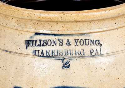 Rare WILLSON'S & YOUNG / HARRISBURG, PA Stoneware Jar with Floral Decoration