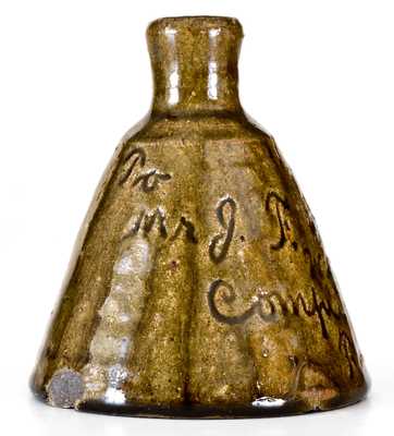 Very Rare 1901 Alkaline-Glazed Southern Stoneware Inkwell w/ Presentation Inscription