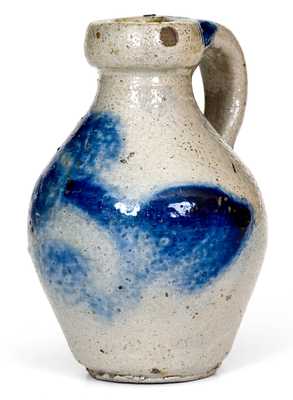 Fine Miniature New York State Stoneware Jug w/ Floral Decoration, circa 1830