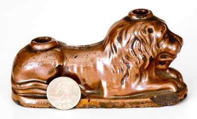 Exceptional Brown-Glazed Lion-Form Inkwell