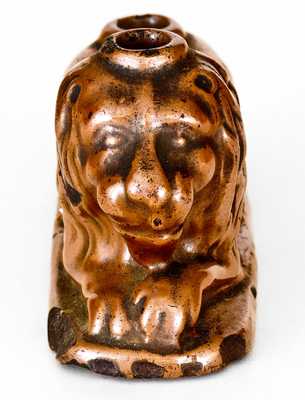 Exceptional Brown-Glazed Lion-Form Inkwell