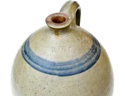 2 Gal. Stoneware RUM Jug att. Branch Green, Philadelphia, PA, circa 1820