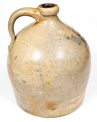 Unusual JACOB CAIRE / PO KEEPSIE, NY Jug w/ Impressed Mortal and Pestle Decoration