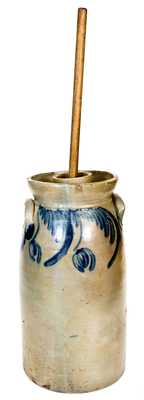 3 Gal. Baltimore Stoneware Churn w/ Floral Decoration, circa 1840