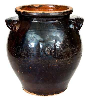 Very Unusual Redware Jar with Relief Federal Eagle Design, possibly Southern