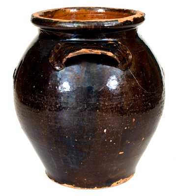 Very Unusual Redware Jar with Relief Federal Eagle Design, possibly Southern