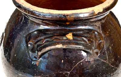 Very Unusual Redware Jar with Relief Federal Eagle Design, possibly Southern