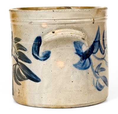 SOLOMON BELL / STRASBURG, VA Stoneware Butter Crock w/ Profuse Floral Decoration