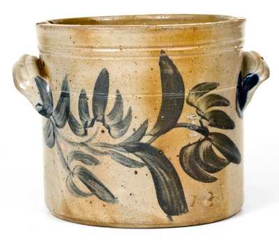 SOLOMON BELL / STRASBURG, VA Stoneware Butter Crock w/ Profuse Floral Decoration