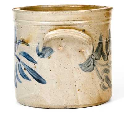 SOLOMON BELL / STRASBURG, VA Stoneware Butter Crock w/ Profuse Floral Decoration