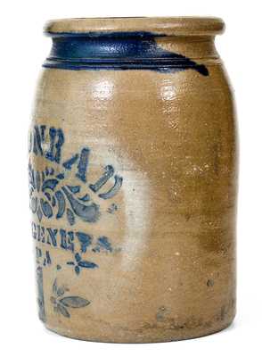 A. CONRAD / NEW GENEVA, PA Stoneware Jar with Stenciled Decoration