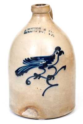 J. NORTON & CO. / BENNINGTON, VT Stoneware Jug with Bird Decoration