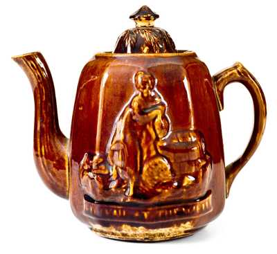 Rare J. MAYER / TRENTON, NJ Rockingham Rebekah at the Well Teapot (Arsenal Pottery)